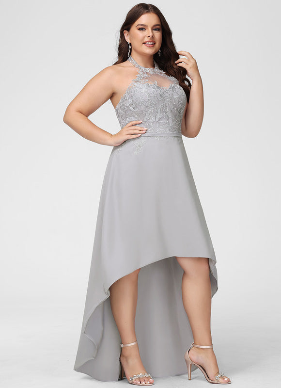 Robe Cocktail Gris Élégant Flottant - gallery 8
