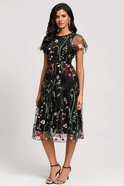 Robe Cocktail Florale Éthérée - gallery 2