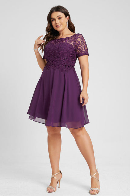 Robe Cocktail Bordeaux Dentelle - gallery 9