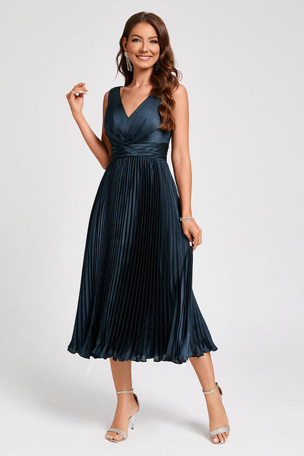 Robe Cocktail Satinée Ondulée - gallery 2