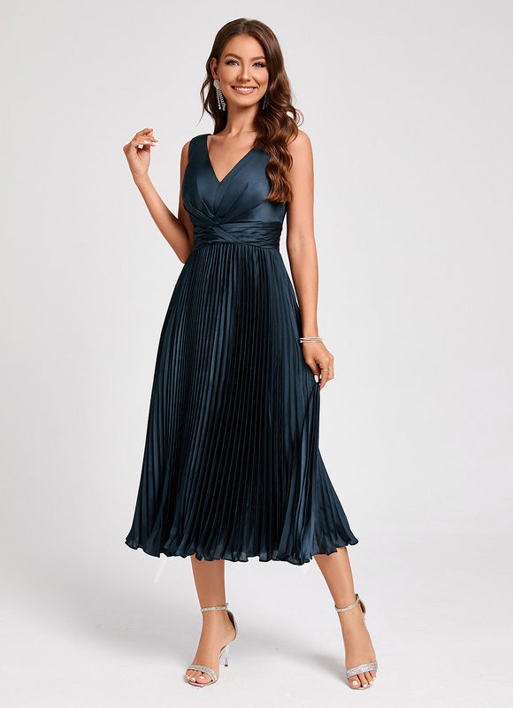 Robe Cocktail Satinée Ondulée - gallery 2