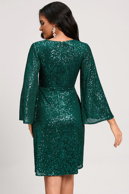 Robe Cocktail Pailletée Émeraude - gallery 3