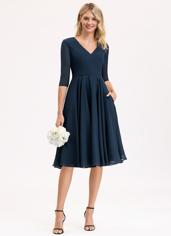 Robe Cocktail Mousseline Asymétrique - gallery 2
