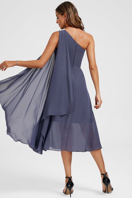 Robe Cocktail Mousseline Marine - gallery 5