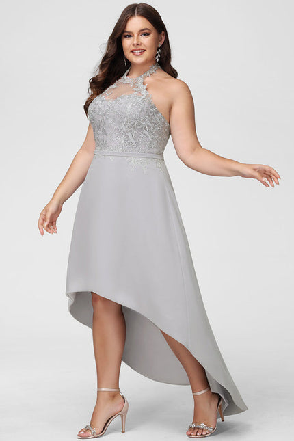 Robe Cocktail Gris Élégant Flottant - gallery 6