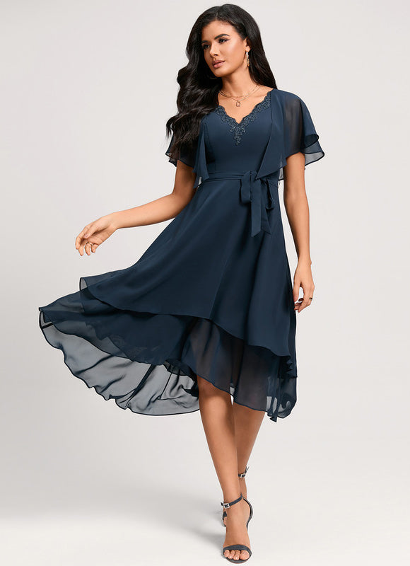 Robe Cocktail Flottante Marine - gallery 5