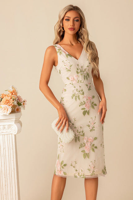 Robe Cocktail Florale Écrue - gallery 2