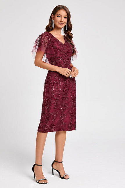 Robe Cocktail Étoilée Bordeaux - gallery 2