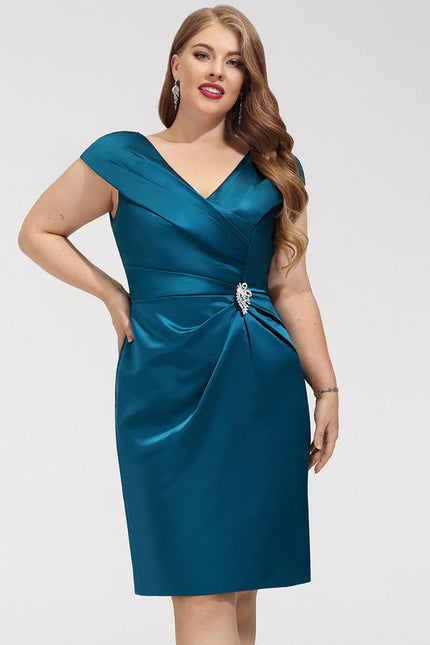 Robe Cocktail Satin Émeraude Chic - gallery 4