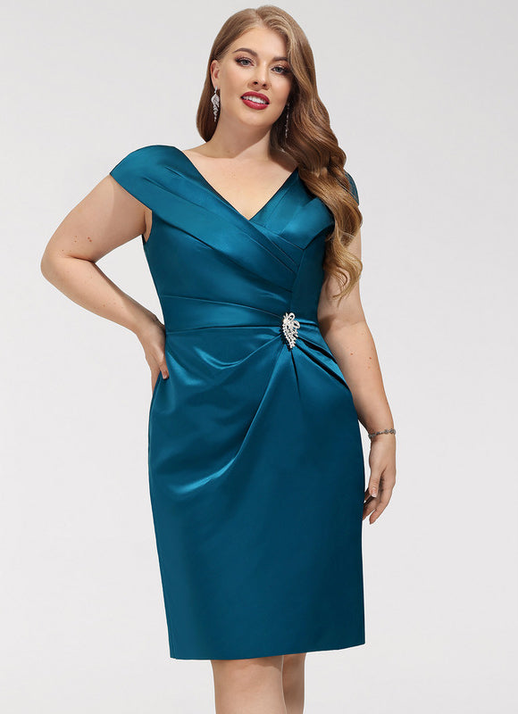 Robe Cocktail Satin Émeraude Chic - gallery 4