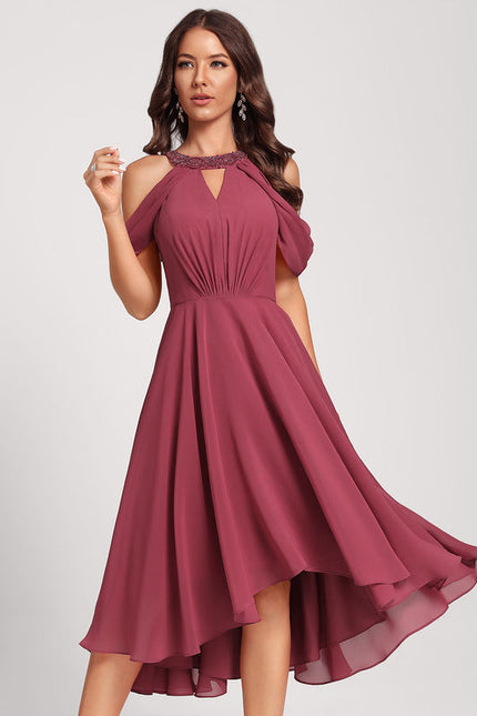 Robe Cocktail Évanescente Bordeaux