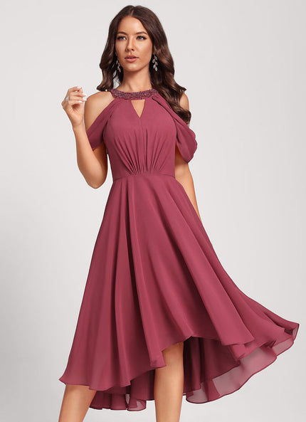 Robe Cocktail Évanescente Bordeaux