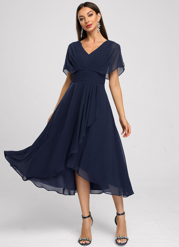 Robe Cocktail Fluide Vert Pâle - gallery 1