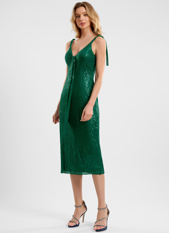 Robe Cocktail Scintillante Ajustée - gallery 2