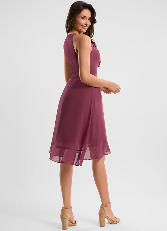 Robe Cocktail Fluide Vert Pâle - gallery 3