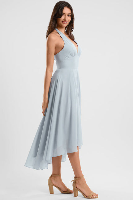 Robe Cocktail Fluide Vert Pâle - gallery 4