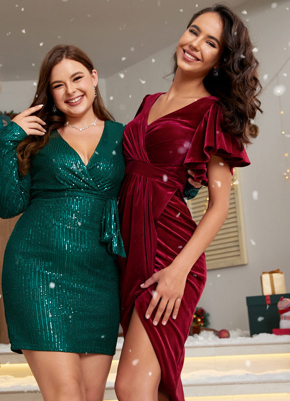 Robe Cocktail Velours Rubis Chic - gallery 5