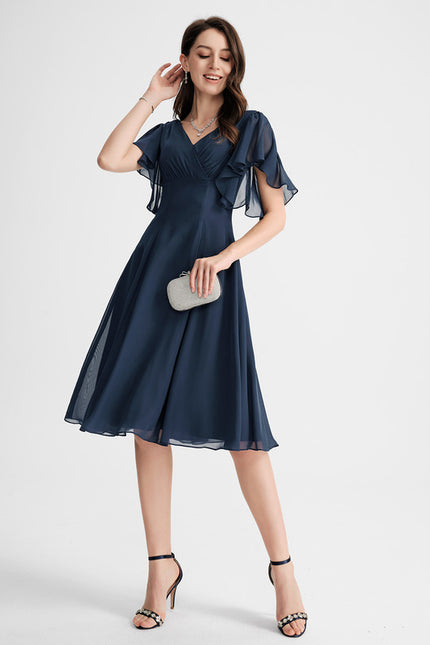 Robe Cocktail Mousseline Asymétrique