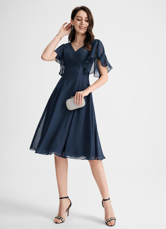 Robe Cocktail Mousseline Asymétrique