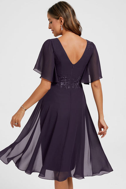 Robe Cocktail Chiffon Violet - gallery 6