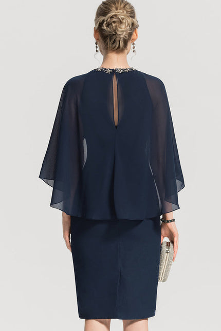 Robe Cocktail Élégance Marine Drapée - gallery 4