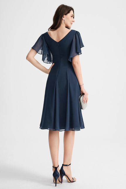 Robe Cocktail Mousseline Asymétrique - gallery 1