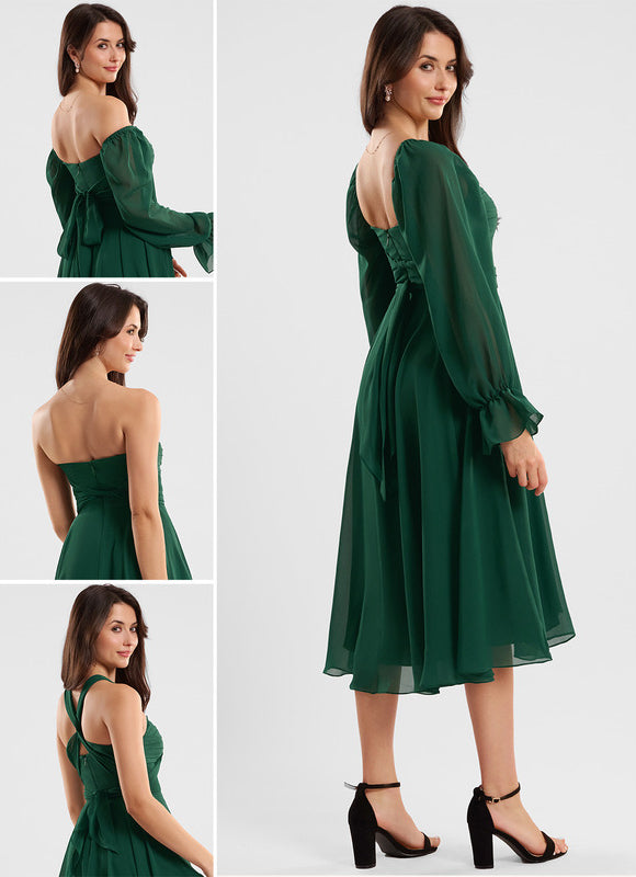 Robe Cocktail Fluide Vert Pâle - gallery 1