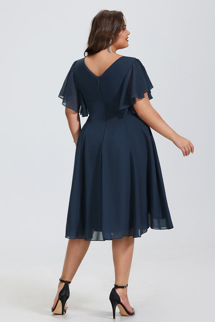 Robe Cocktail Mousseline Asymétrique - gallery 7