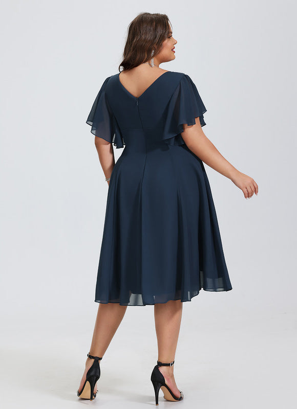 Robe Cocktail Mousseline Asymétrique - gallery 7