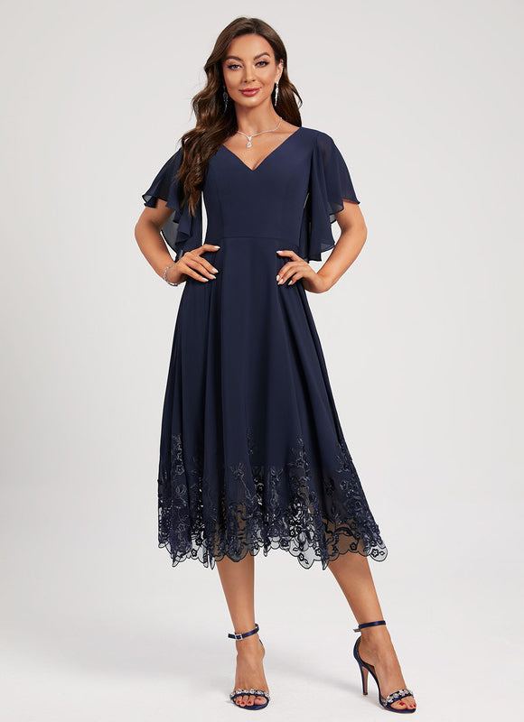 Robe Cocktail Mousseline Nocturne - gallery 6