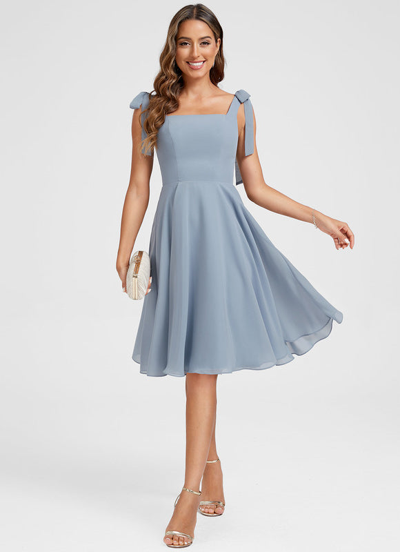 Robe Cocktail Fluide Ciel Clair - gallery 3
