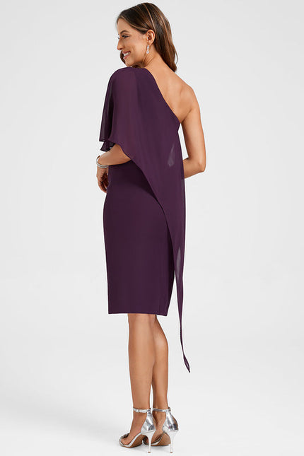 Robe Cocktail Drapée Prune - gallery 7