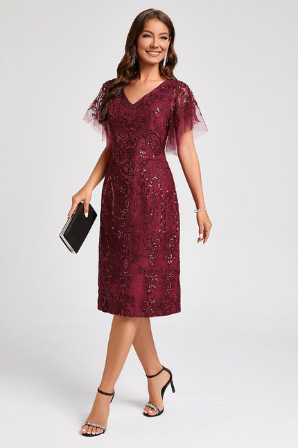Robe Cocktail Étoilée Bordeaux - gallery 3