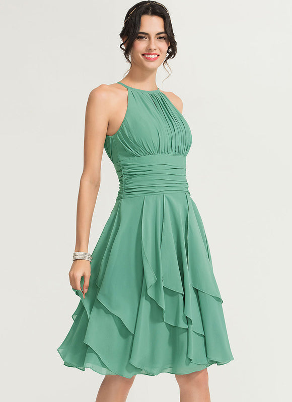 Robe Cocktail Vert Cascade Chic - gallery 1