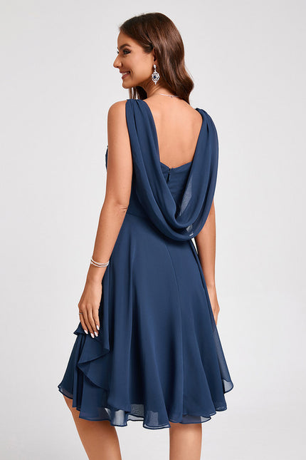 Robe Cocktail Mousseline Asymétrique - gallery 1