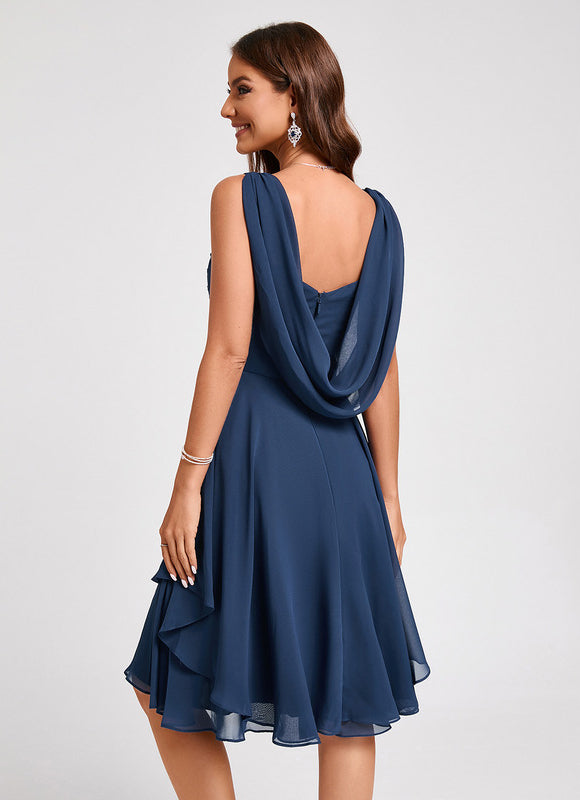Robe Cocktail Mousseline Asymétrique - gallery 1