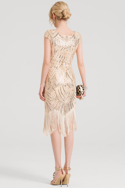 Robe Cocktail Paillette Dorée Chic - gallery 3