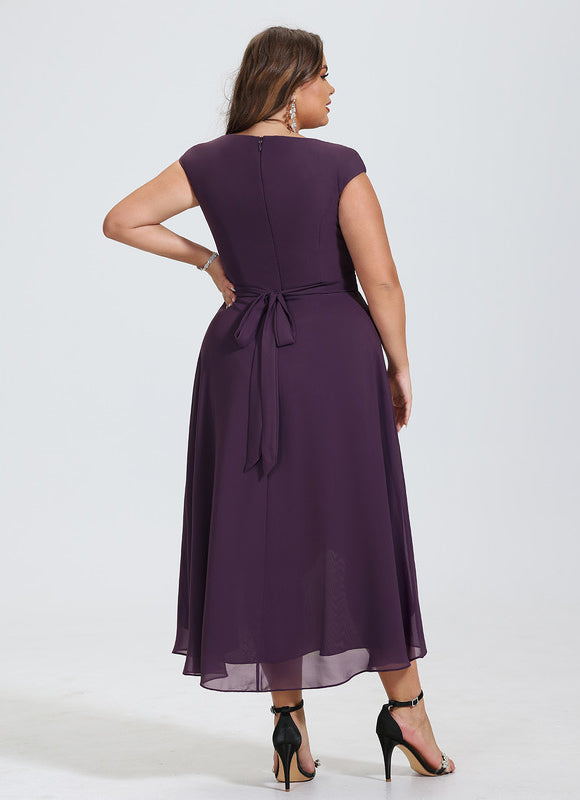 Robe Cocktail Violet Élégant - gallery 6