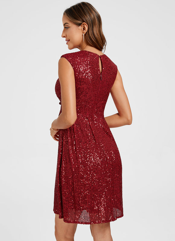 Robe Cocktail Pailletée Bordeaux - gallery 6