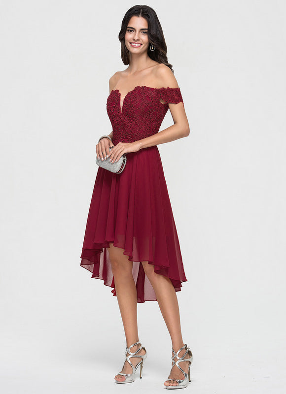Robe Cocktail Rouge Élégance Asymétrique - gallery 2