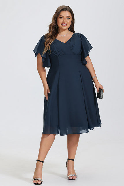 Robe Cocktail Mousseline Asymétrique - gallery 5