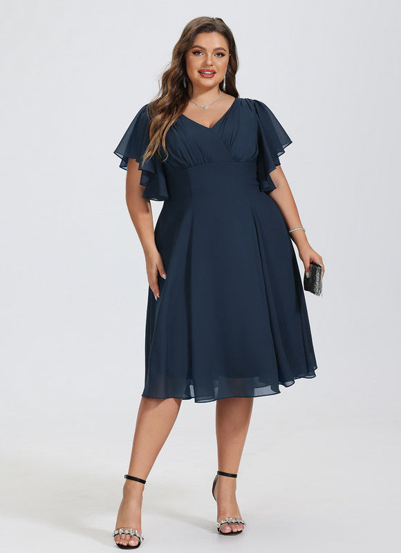 Robe Cocktail Mousseline Asymétrique - gallery 5