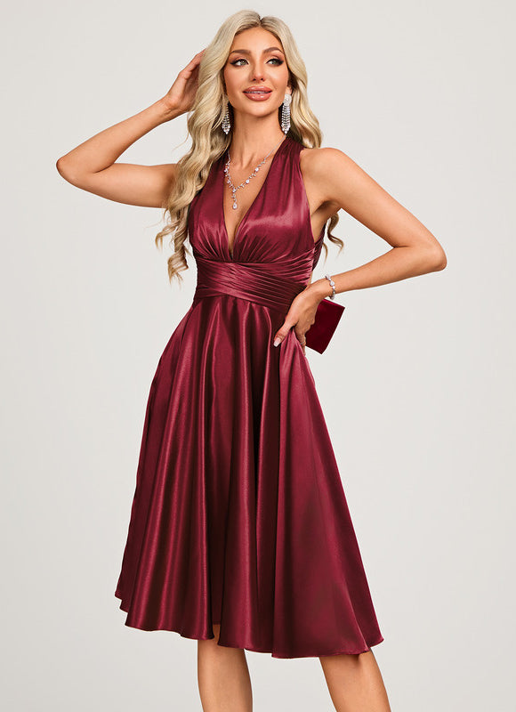 Robe Satin De Soie Cocktail