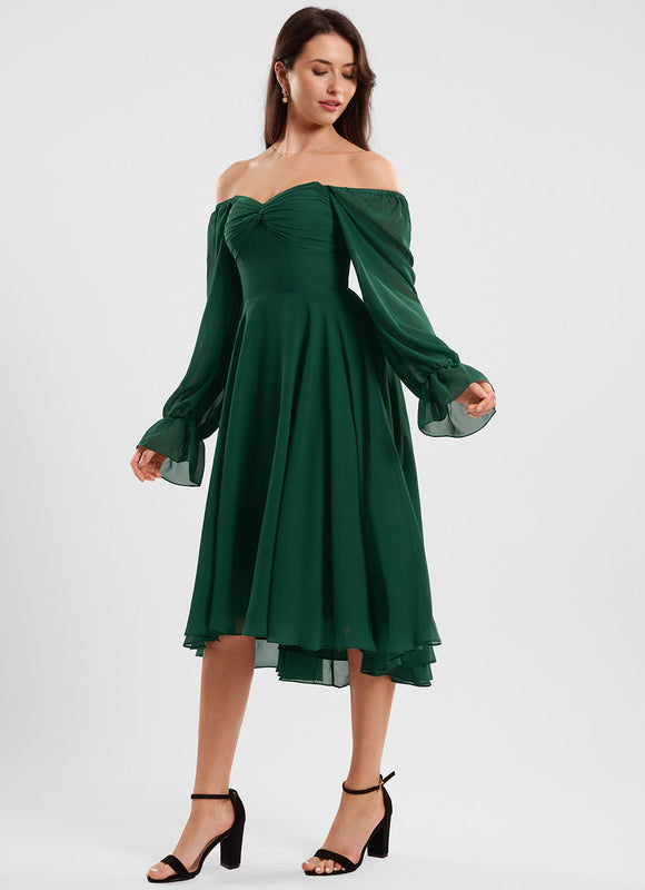 Robe Cocktail Fluide Vert Pâle - gallery 5