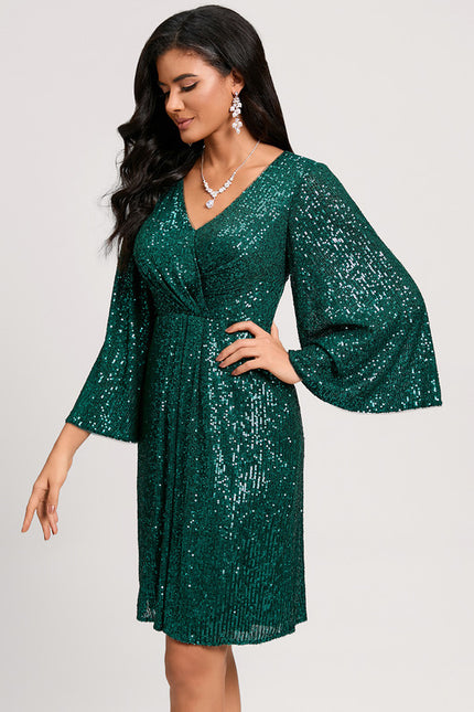 Robe Cocktail Pailletée Émeraude - gallery 4