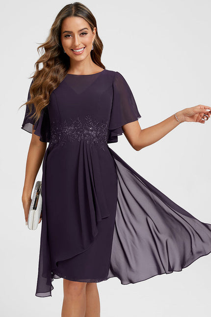 Robe Cocktail Chiffon Violet