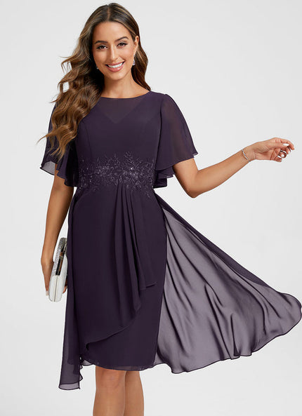 Robe Cocktail Chiffon Violet