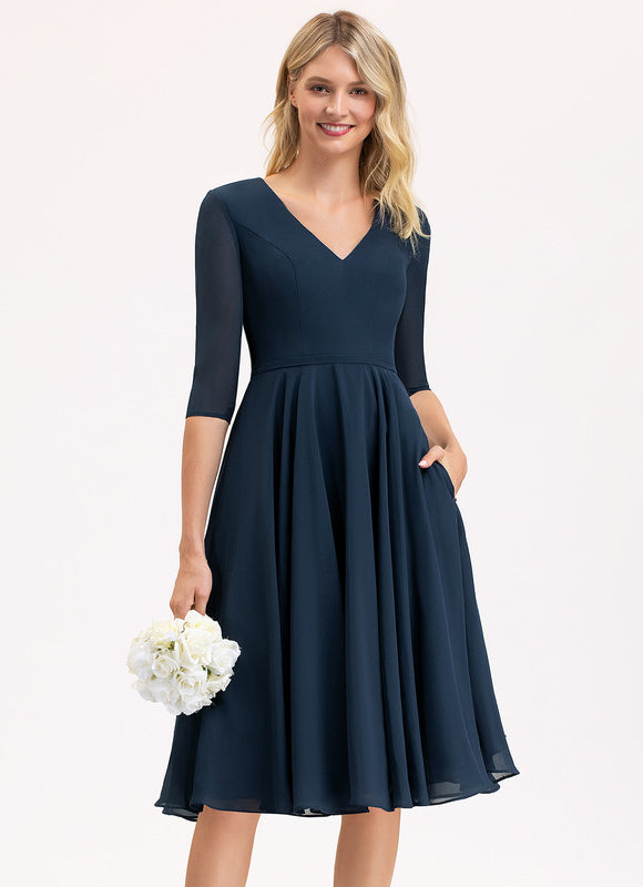 Robe Cocktail Mousseline Asymétrique