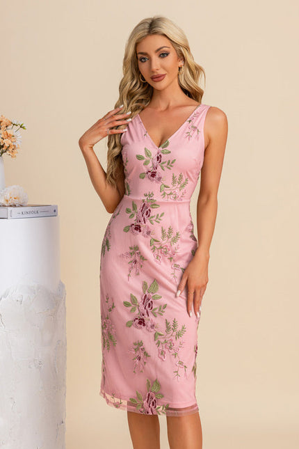 Robe Cocktail Florale Écrue - gallery 6