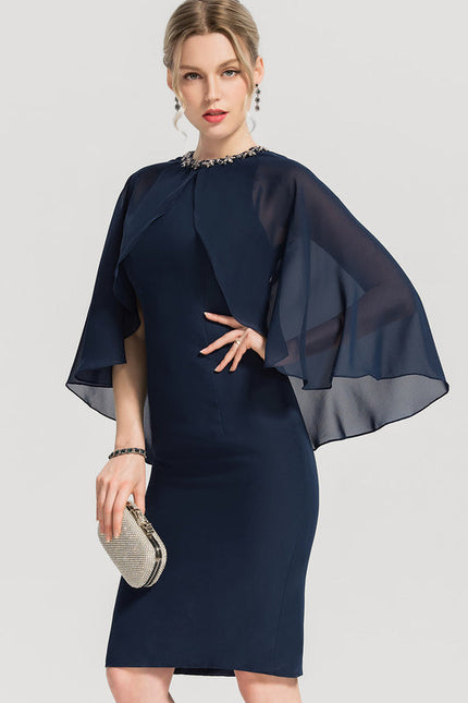 Robe Cocktail Élégance Marine Drapée - gallery 3